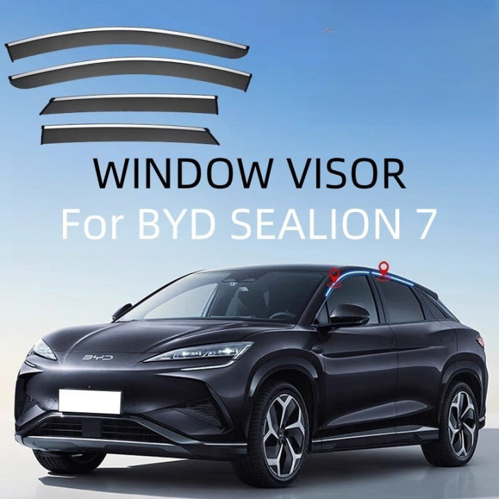 PC Resin Window Visor Rain Guards Weather Shields for BYD Sealion 7