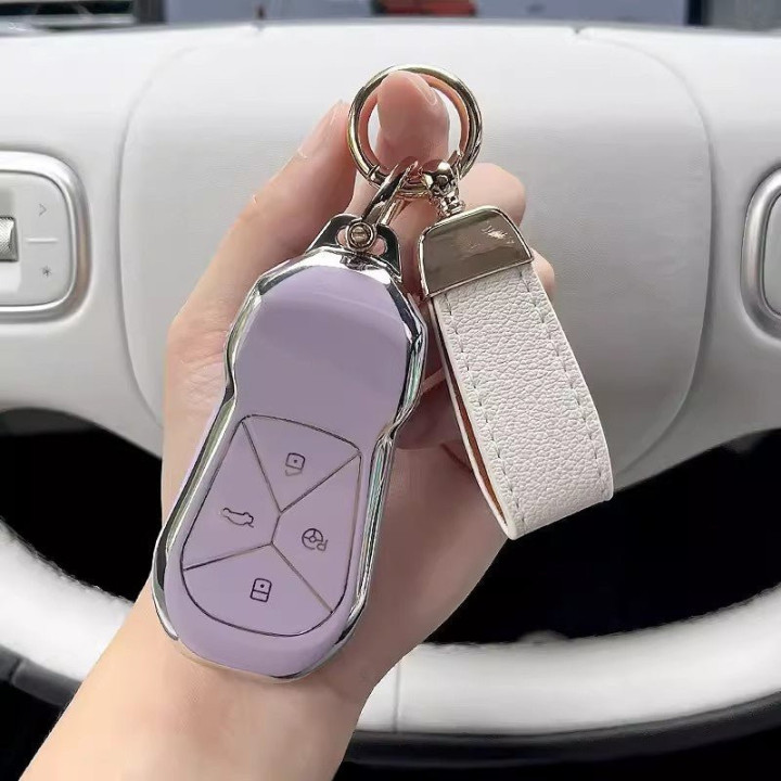 TPU Leather Metal Key Fob Cover for Xpeng G6 G9 P7