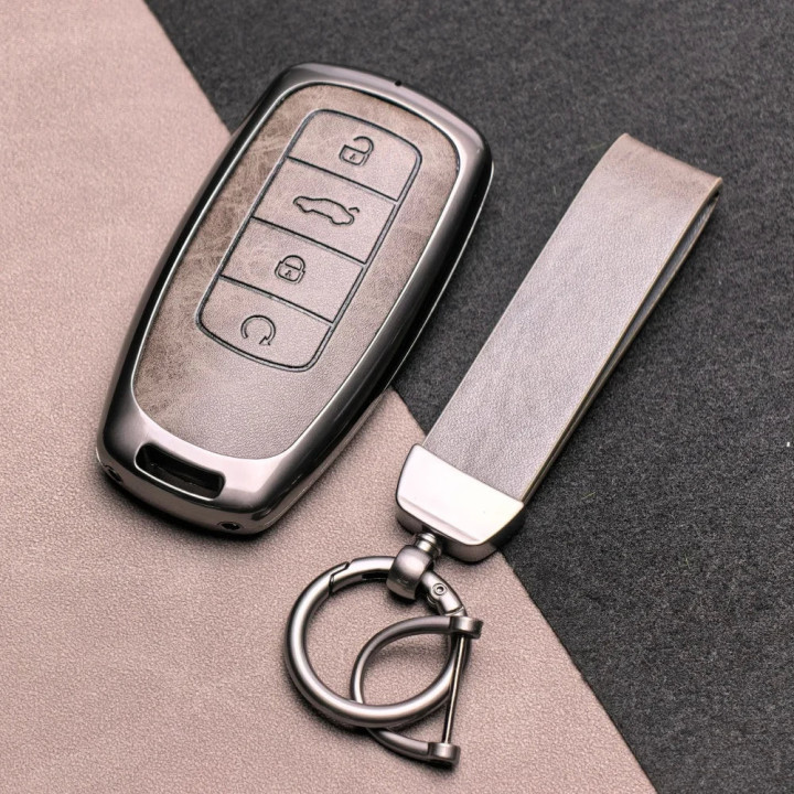 Etui na kluczyk z metalu i skóry do Omoda 5 – zdjęcie 3