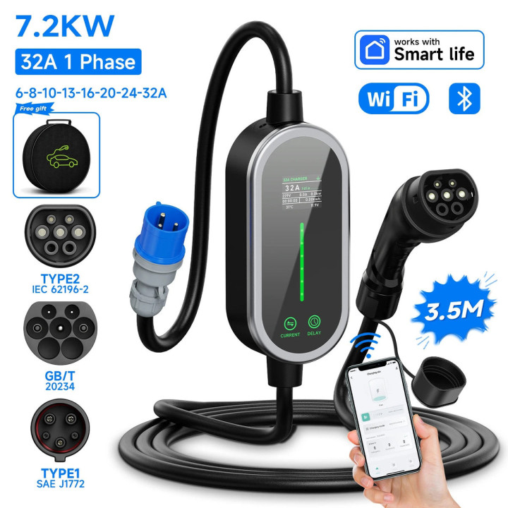 Przenośna ładowarka 7,2 kW 32 A Type2 do BYD i Denza D9