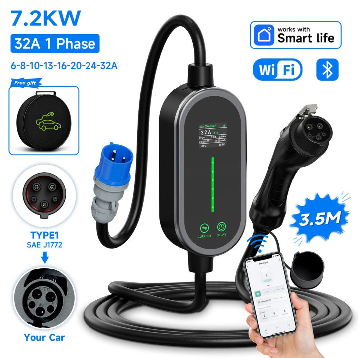 Przenośna ładowarka 7,2 kW 32 A Type2 do BYD i Denza D9 – zdjęcie 2